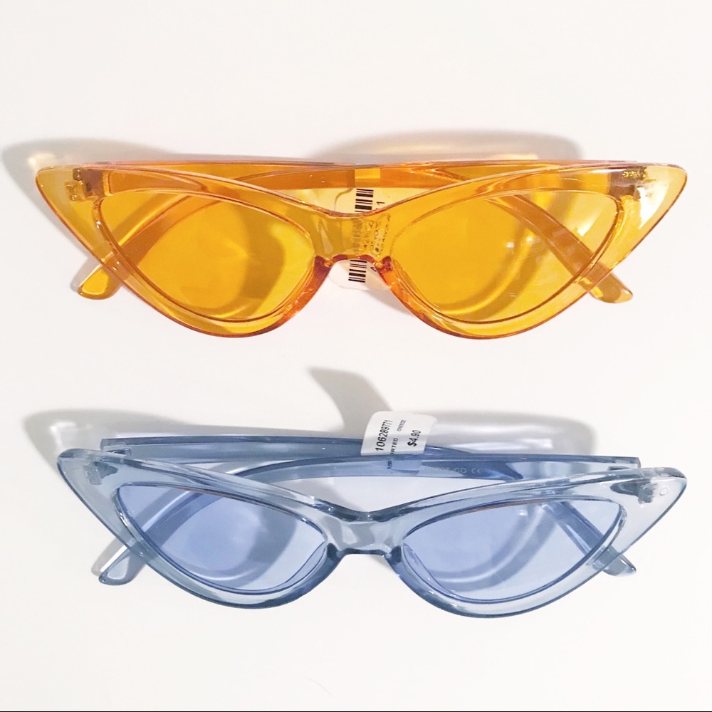 Retro Colored Cat Eye Sunglasses Women Orange Blue